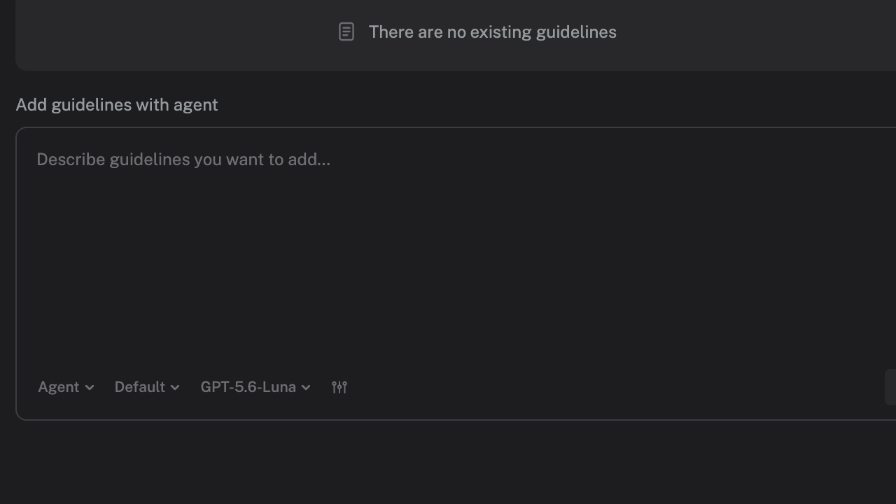 The Project Guidelines prompt where you can describe a reusable rule for the assistant to add.